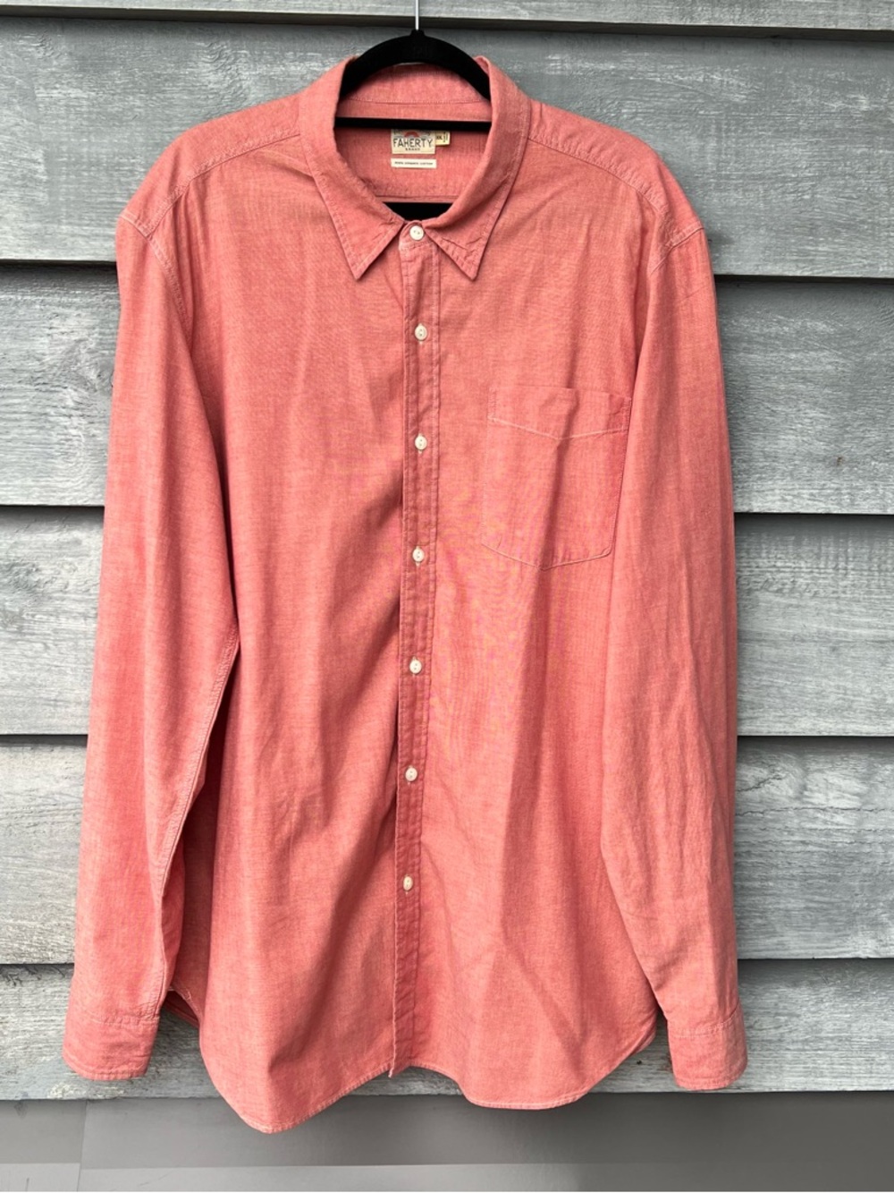 Faherty Shirt Mens 2XL Organic Cotton Button Front Long Sleeve Sustainable